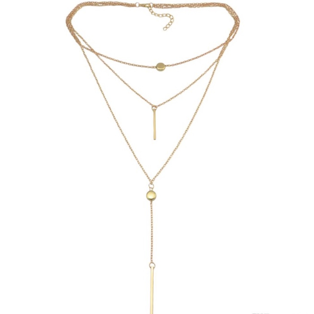 Layered gold chain choker summer necklace - Picture 5 of 6